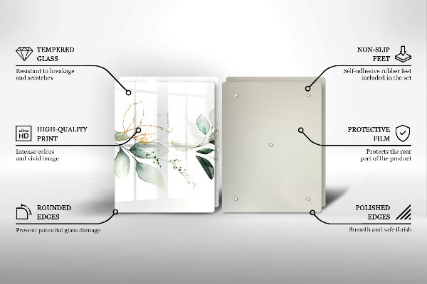 Steklena podloga za rezanje Akvarelni listi