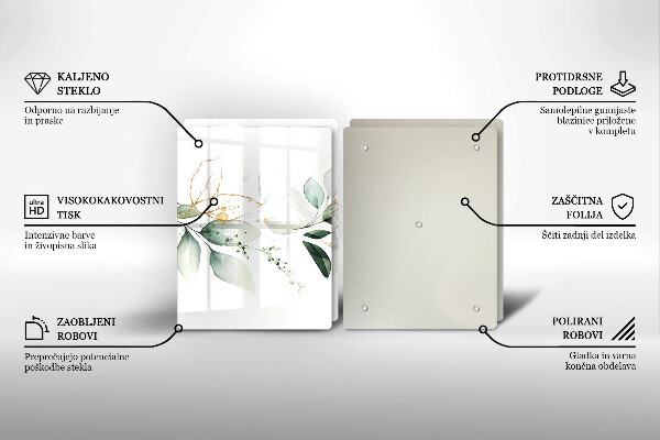 Steklena podloga za rezanje Akvarelni listi