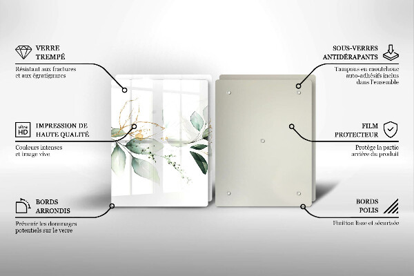 Steklena podloga za rezanje Akvarelni listi