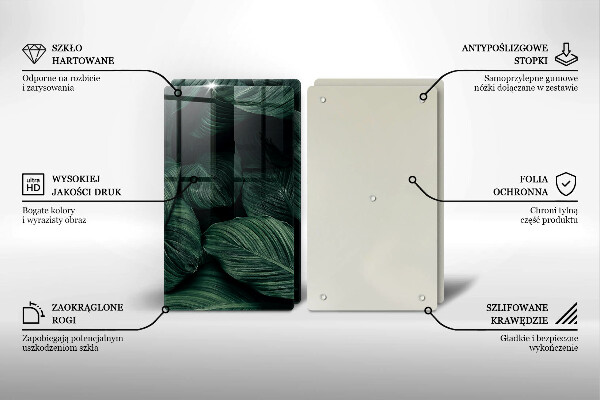 Steklena podloga za rezanje Temni listi