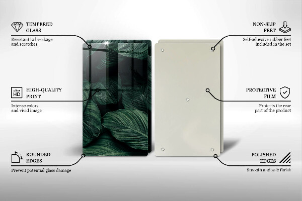 Steklena podloga za rezanje Temni listi