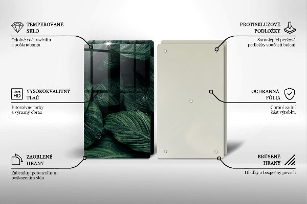 Steklena podloga za rezanje Temni listi