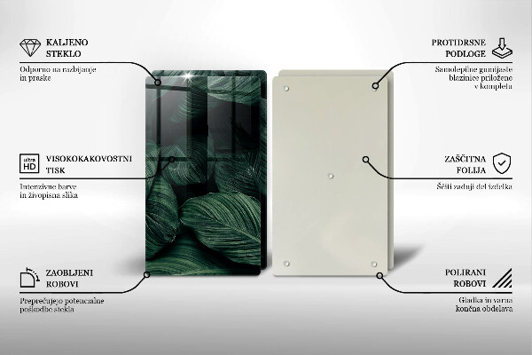 Steklena podloga za rezanje Temni listi