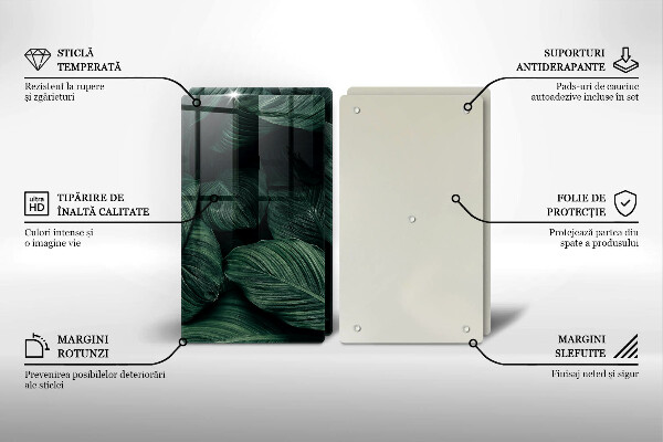 Steklena podloga za rezanje Temni listi