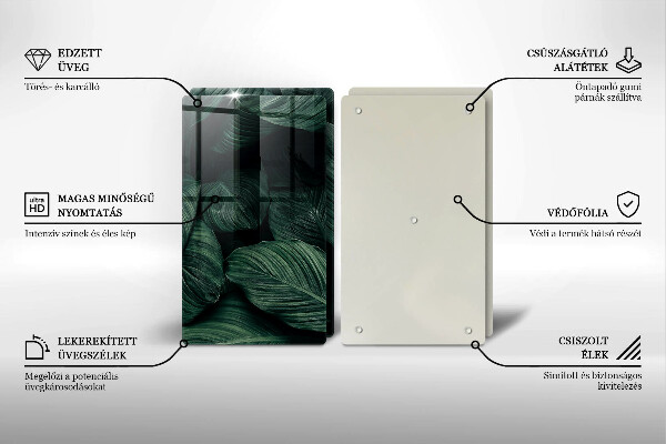 Steklena podloga za rezanje Temni listi