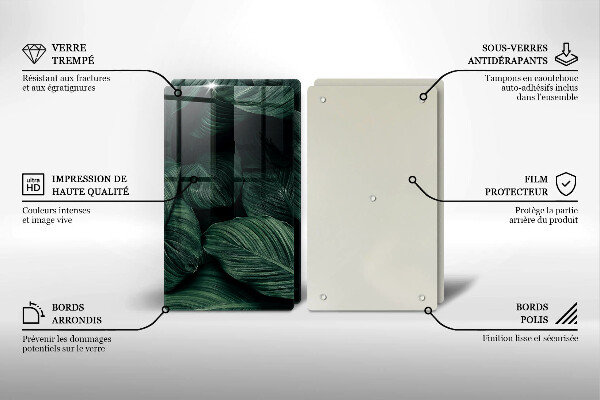 Steklena podloga za rezanje Temni listi