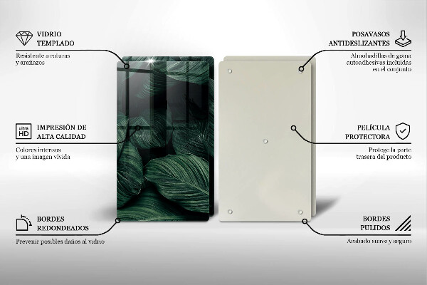 Steklena podloga za rezanje Temni listi