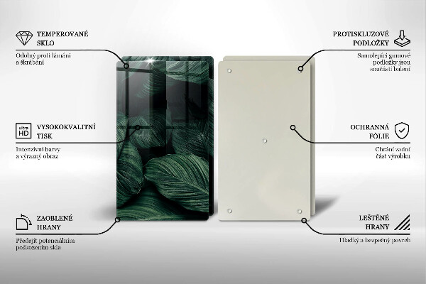 Steklena podloga za rezanje Temni listi