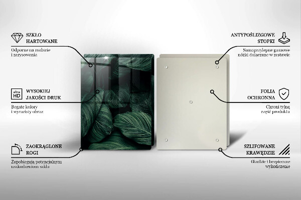 Steklena podloga za rezanje Temni listi