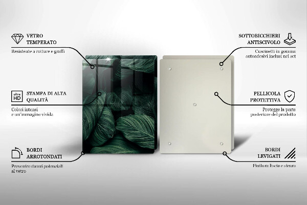 Steklena podloga za rezanje Temni listi