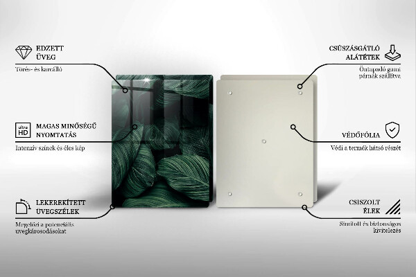 Steklena podloga za rezanje Temni listi