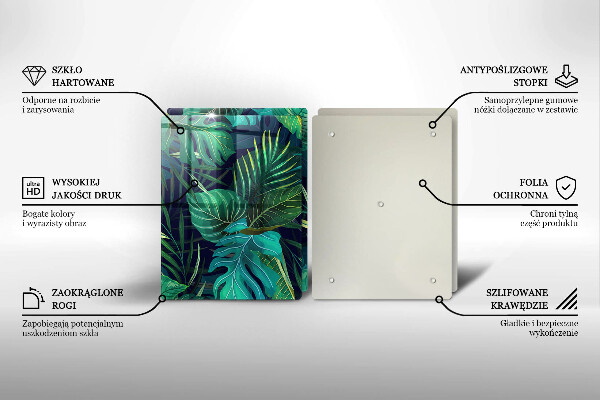 Steklena podloga za rezanje Ilustracija listov iz džungle