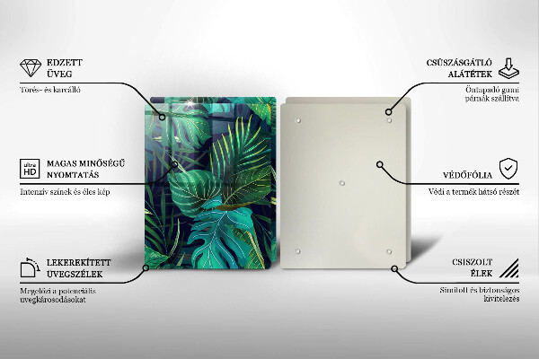 Steklena podloga za rezanje Ilustracija listov iz džungle