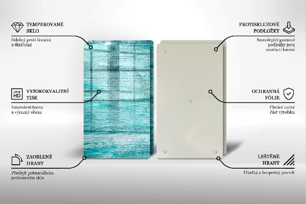 Steklena podloga za rezanje Vintage lesene deske