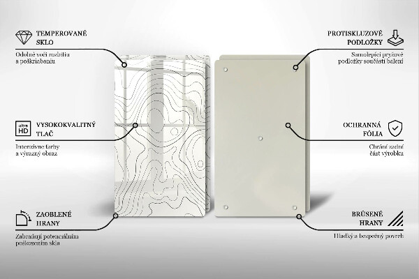 Steklena podloga za rezanje Line art design