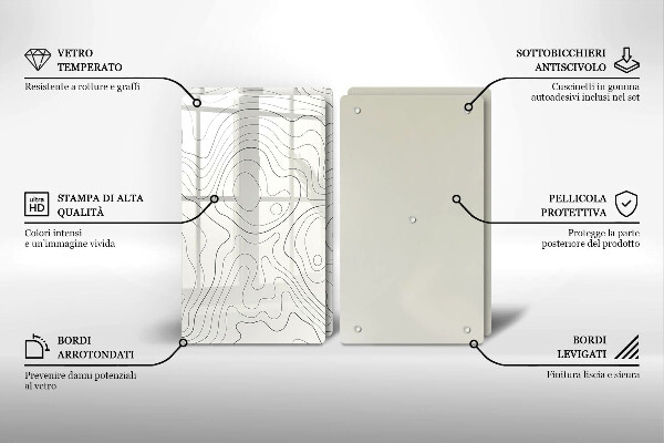 Steklena podloga za rezanje Line art design