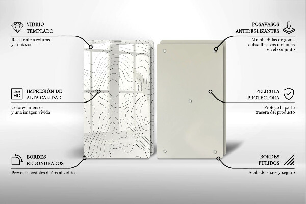 Steklena podloga za rezanje Line art design