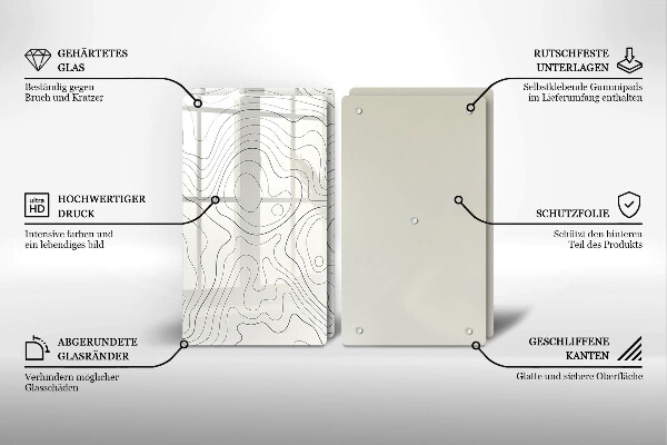Steklena podloga za rezanje Line art design