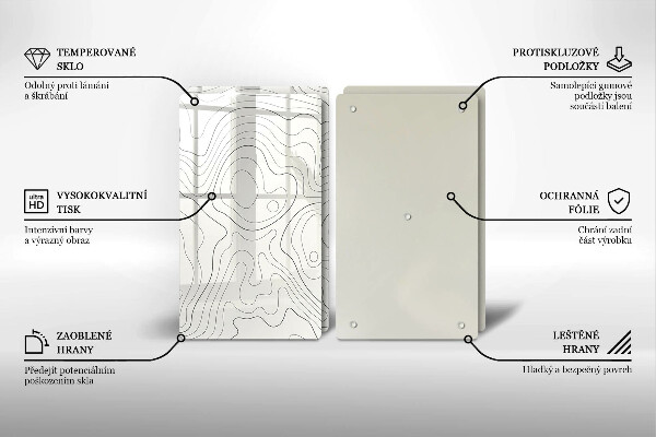 Steklena podloga za rezanje Line art design