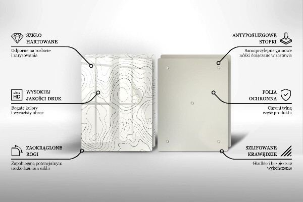 Steklena podloga za rezanje Line art design