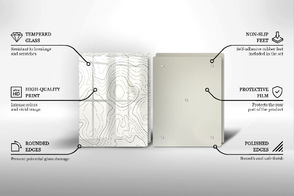 Steklena podloga za rezanje Line art design