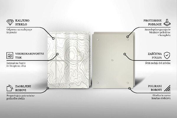 Steklena podloga za rezanje Line art design