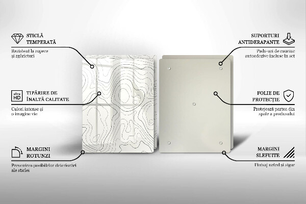 Steklena podloga za rezanje Line art design