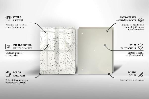 Steklena podloga za rezanje Line art design