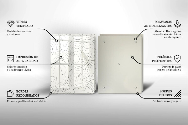 Steklena podloga za rezanje Line art design