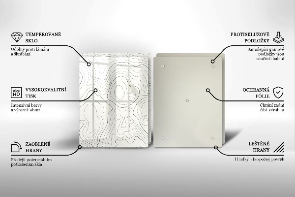 Steklena podloga za rezanje Line art design