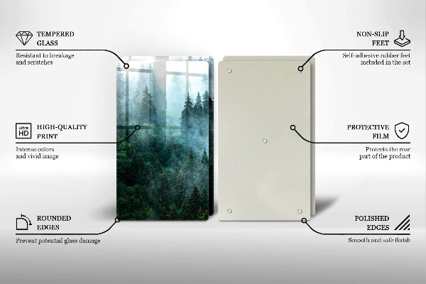 Steklena podloga za rezanje Gozd v megli