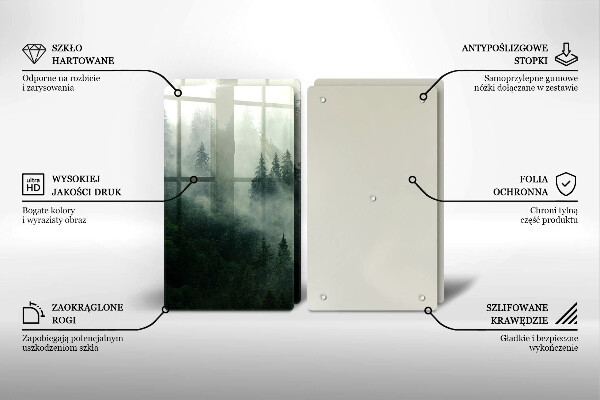 Steklena podloga za rezanje Meglena gozdna pokrajina