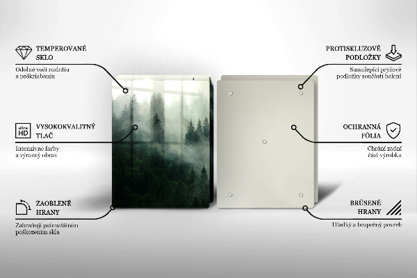 Steklena podloga za rezanje Meglena gozdna pokrajina