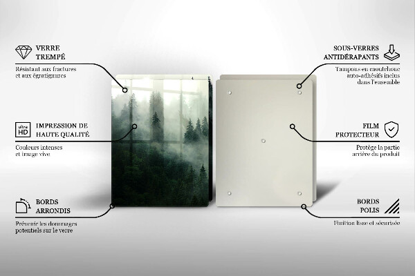 Steklena podloga za rezanje Meglena gozdna pokrajina