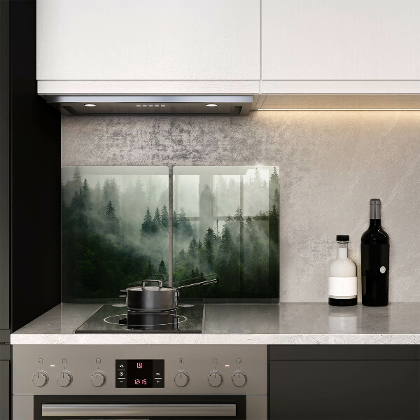 Steklena podloga za rezanje Meglena gozdna pokrajina