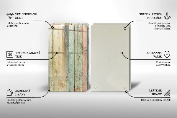 Steklena podloga za rezanje Pisane vintage table