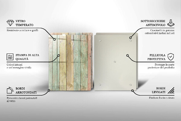Steklena podloga za rezanje Pisane vintage table