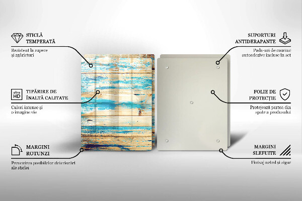 Steklena podloga za rezanje Retro lesene plošče