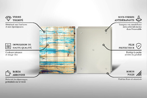 Steklena podloga za rezanje Retro lesene plošče