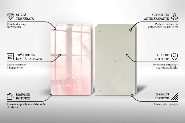 Steklena podloga za rezanje Ozadje pastelnih vrtnic