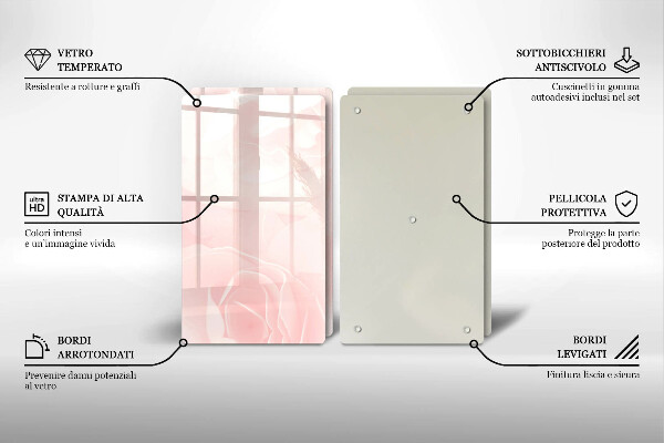 Steklena podloga za rezanje Ozadje pastelnih vrtnic