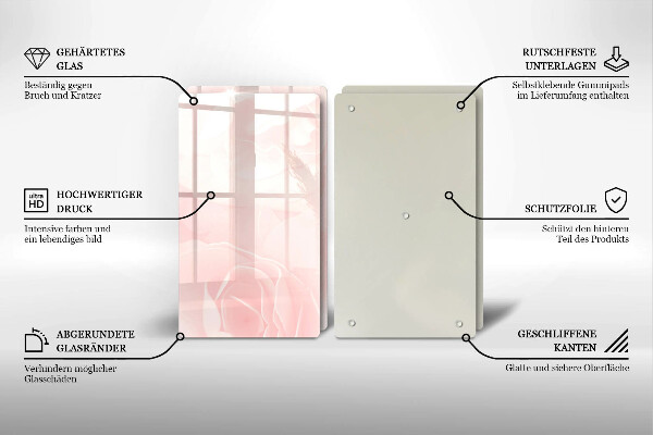 Steklena podloga za rezanje Ozadje pastelnih vrtnic