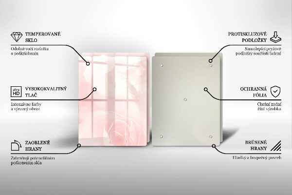 Steklena podloga za rezanje Ozadje pastelnih vrtnic