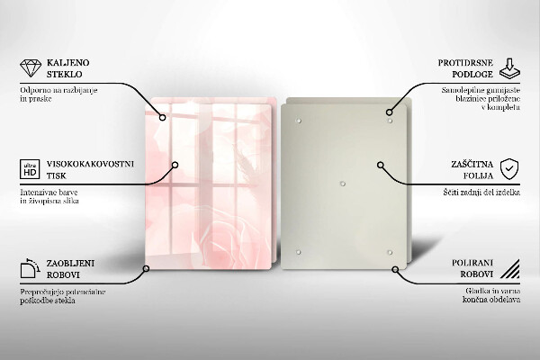 Steklena podloga za rezanje Ozadje pastelnih vrtnic
