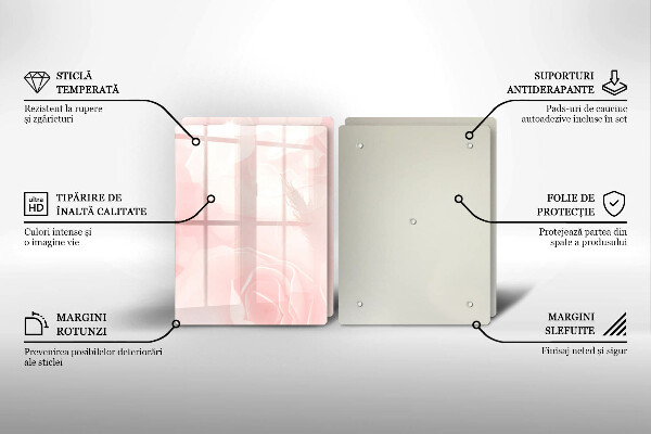 Steklena podloga za rezanje Ozadje pastelnih vrtnic