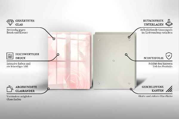 Steklena podloga za rezanje Ozadje pastelnih vrtnic