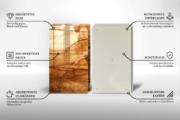 Steklena podloga za rezanje Tekstura lesene plošče