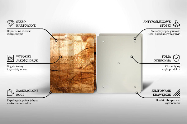 Steklena podloga za rezanje Tekstura lesene plošče