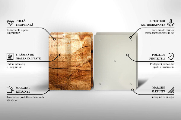 Steklena podloga za rezanje Tekstura lesene plošče