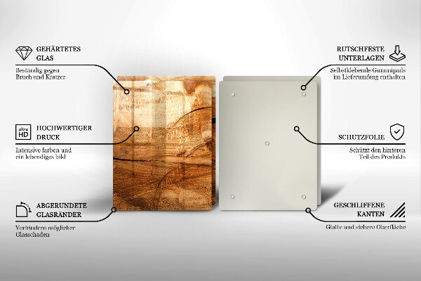 Steklena podloga za rezanje Tekstura lesene plošče